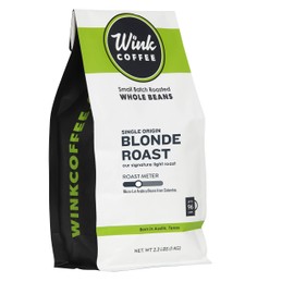 Wink Blonde Roast Whole Bean Coffee, Large 2.2 Pound Bag, 100% Arabica Coffee Beans, Single Origin Colombian, Smooth, Light, and Complex