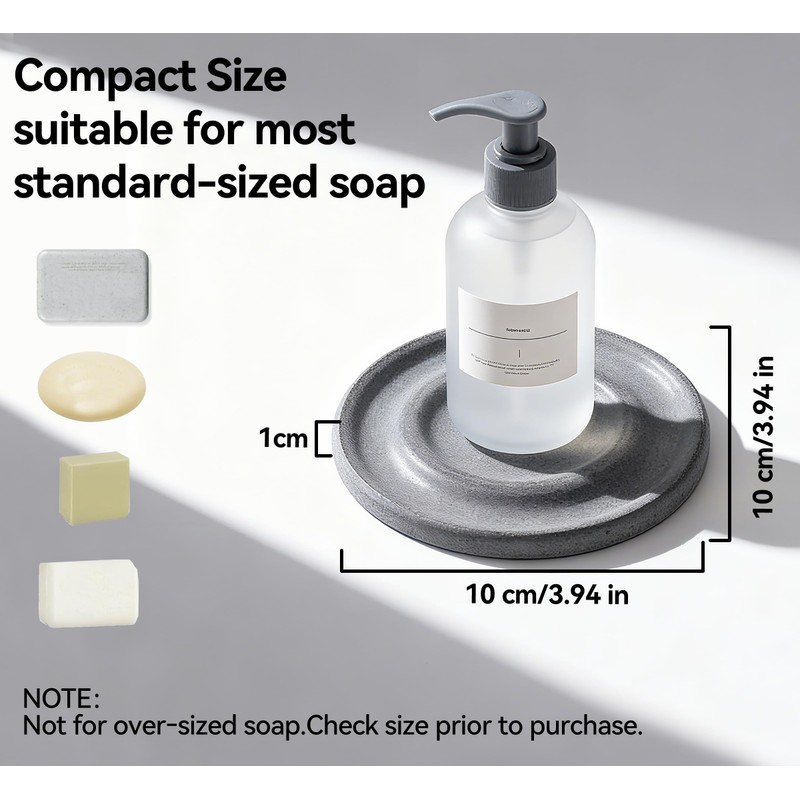 Diatomite Soap Dish, Quick Dry Absorbent Soap Holder, Round, White