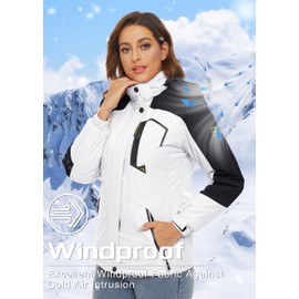 TACVASEN Women's Ski Jacket Waterproof Winter Jackets for Women Warm Fleece Snow Jacket Windproof Rain Jacket with Hood