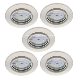 Trango Set of 5 LED recessed spotlights in round white 6729-056GUSD recessed light, bathroom light, ceiling spotlight, recessed spotlight, spotlight including 5x 3 levels, 5 watt, dimmable, GU10 LED