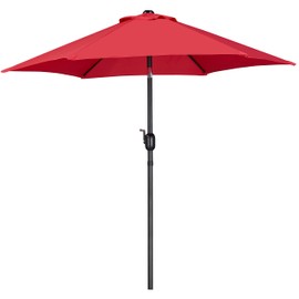 Yaheetech 9FT Patio Umbrella Market Umbrella with 8 Ribs Push Button Tilt and Crank Garden Table Umbrella for Garden, Deck, Backyard, Pool, Beach Red