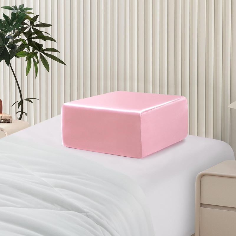 P Pothuiny Pink Cube Pillowcase Cover, Square Satin With Hidden