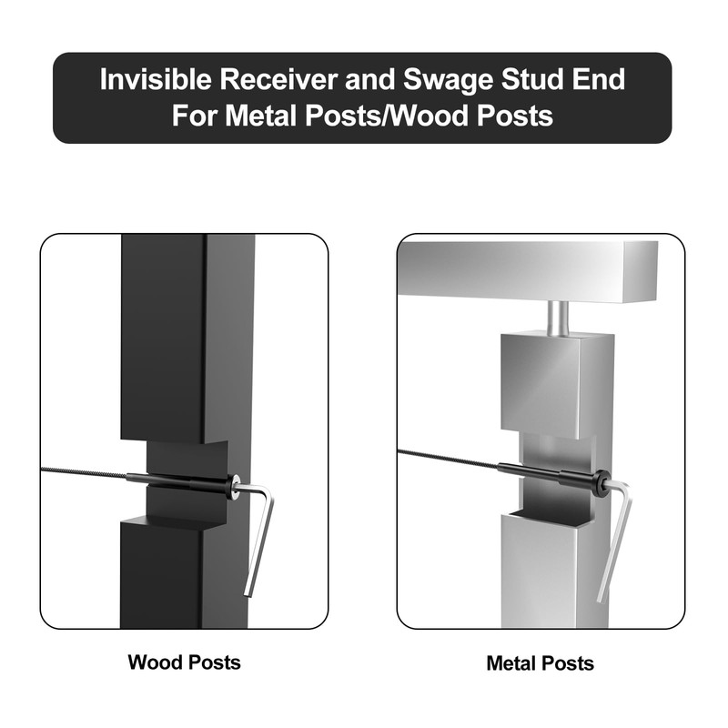BLIKA 50 Pack 1/8" Black Stainless Steel Invisible Receiver and