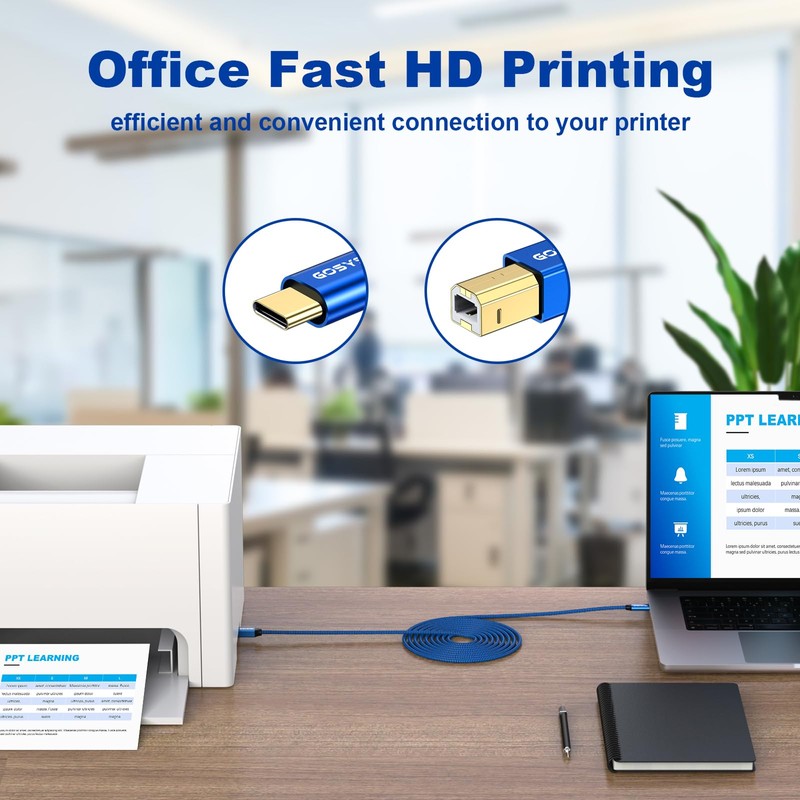 GOSYSONG 50ft USB C to USB B Printer Cable -