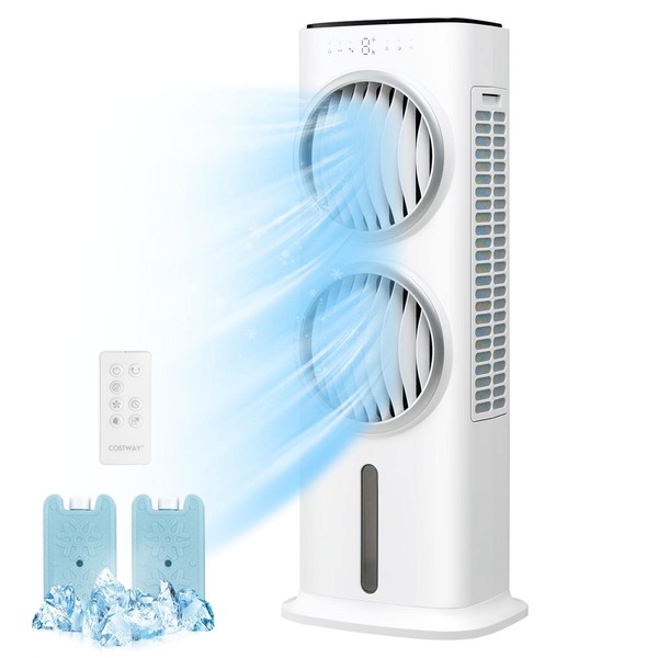 COSTWAY Evaporative Air Cooler, with Remote Control, 3-in-1 Portable Quiet