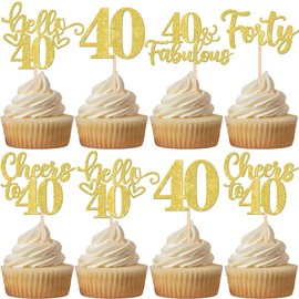 30 piezas de adornos para cupcakes de feliz 40 cumpleaños, 40 púas para cupcakes, 40 púas para cupcakes de 40 años y fabulosos saludos a 40 años, decoraciones para tartas para 40 cumpleaños,