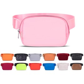 Belt Bag for Women Fanny Pack Dupes, Ginsco Crossbody Bag with Adjustable Strap, Waterproof Unisex Lightweight Everywhere Belt Bag Waist Pouch Fits Hiking Running Travel Light Pink M125