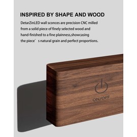 DetarZinLED Battery Operated Wall Sconces Set of 2,Rechargeable Wall Lights Wood,Stick On Wall Lights for Bedroom,Wall Mounted Bedside Reading Lamps Dimmable,Battery Powered Wall Lamp for Bedroom