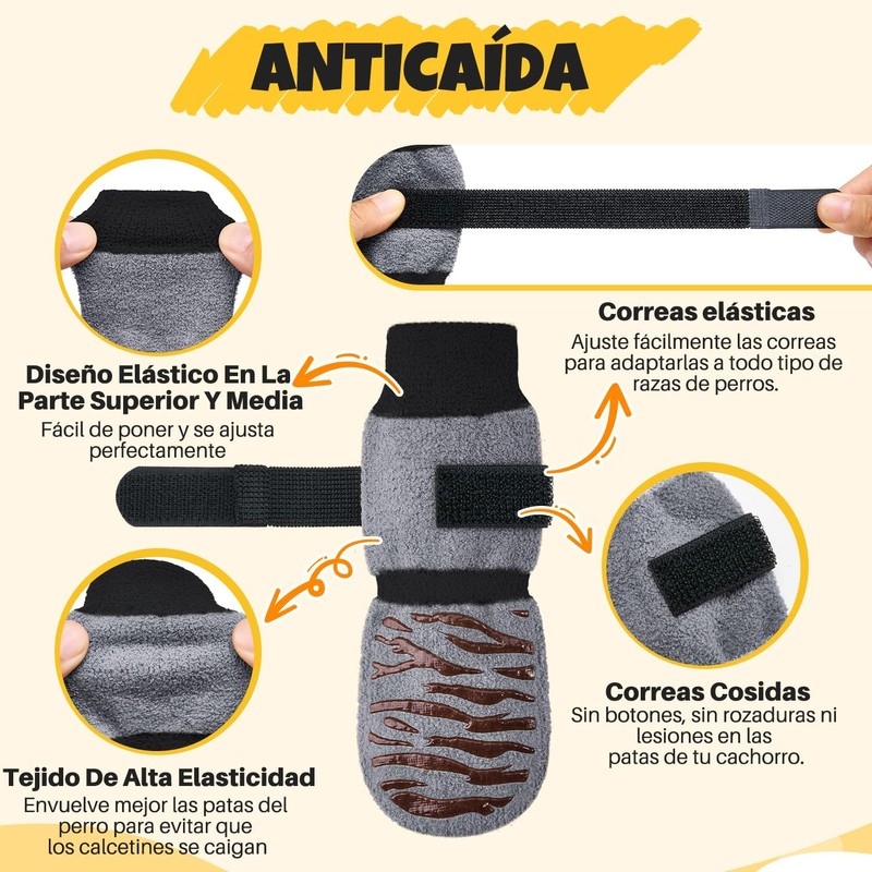 SlowTon Calcetines Antideslizantes para Perros, 4/6 Piezas Doble Cara