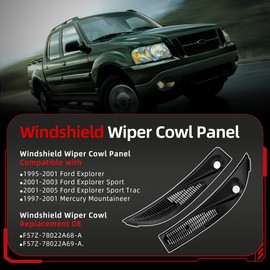 Windshield Wiper Cowl Panel Grille Compatible with 1995-2005 Ford Explorer 1997-2001 Mercury Mountaineer Left and Right Side Front Window Cover Insert Panel F57Z-78022A68-A F57Z-78022A69-A
