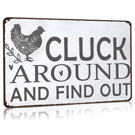 Smilelife Funny Chicken Cluck Around and Find Out Tin Sign for Home Farm Chicken Coop Farmhouse Kicthen Garden Decor 8 X 12 Inch (3021)