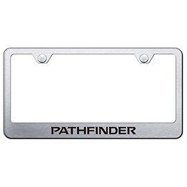 Au-TOMOTIVE GOLD Laser Etched Logo Stainless Steel License Plate Frame for Nissan Pathfinder (Brushed Chrome)