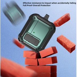 [3 in 1] TSVSXS Lock Case Compatible with AirPods 4 with Active Noise Cancellation with Keychain, Military Rugged Armor Shockproof Protective Cover with Cleaning Kit for Man