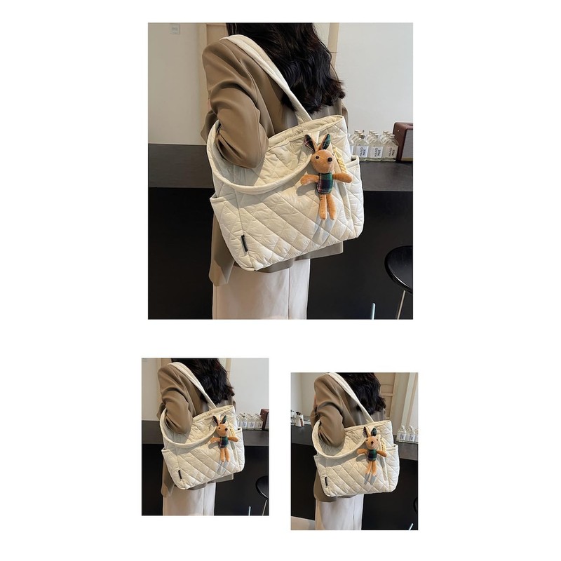 [Electric Circus] キルティング トートバッグ ファスナー付き 軽いバッグ 肩掛け ショルダーバッグ 通勤 通学