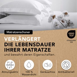 Mattress Protector 140 x 200 cm | Mattress Topper | Waterproof & Silent | Hypoallergenic & Absorbent Cotton | Anti-Dust Mite | All-Round up to 40 cm | Oeko-Tex | Ôhm