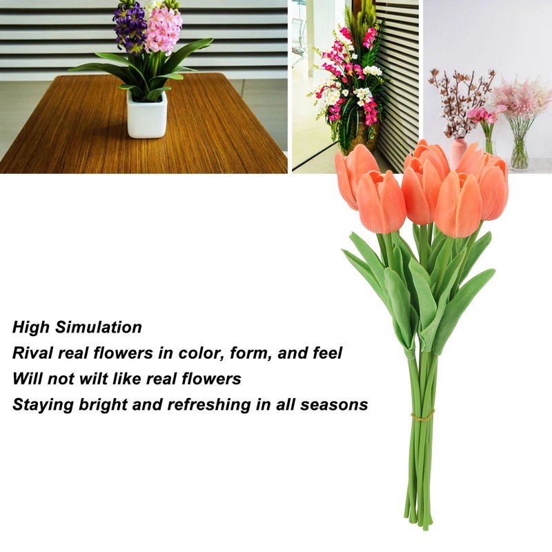 10pcs Artificial Tulip Flowers High Simulation Flowers Decor for Living
