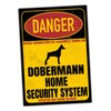 Doberman Metal Dobi Dobie Dog Danger Security System Door Sign