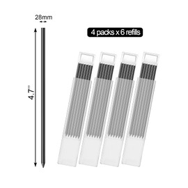 Desenda 24pcs Pencil Refills, 2.8mm Pencil Refills for Carpenter Pencils, Solid Deep Hole Mechanical Construction Pencil Replacements, Pencil Lead for Marking and Drawing (Black)