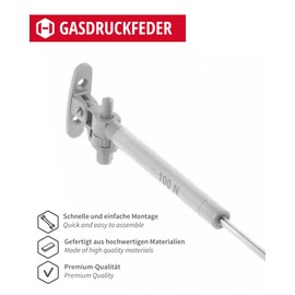 Gedotec Gas Lift Flap Fitting for Kitchen Cupboard | Soft | 1 Piece Compression Spring for Furniture Hinges | Gas Spring 100N Silver | Flap Spring for Cabinet Hinges - Shock Absorber