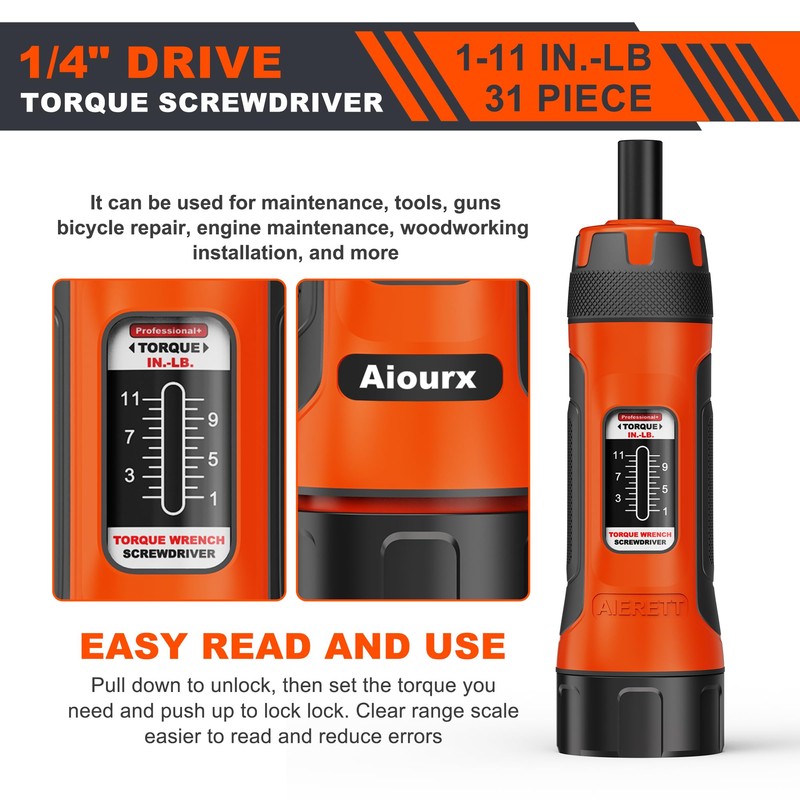 Aiourx Torque Screwdriver Set, 1-11 Inch Pounds lbs, 1 in-lb