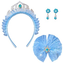 ANOHUYHO Girls Hair Accessory Box|Children's Girl Gift Sets|Ages 3+ (5 pcs), including crowns, hair bows, wigs, ponytails, barrettes, earrings, hair bands, etc. for parties and makeovers.(C)