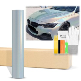 60"x72" (5FTx6FT) Sea Breeze Blue Laser Flip Gloss Black Metallic Holographic Rainbow Psychedelic Vinyl Wrap Auto Car Sticker Decal Film Sheet Bubble Free Air Release Technology with Tool Kit