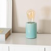 Small Green Glazed Ceramic Bedside Table Lamp Mini Cylinder Design