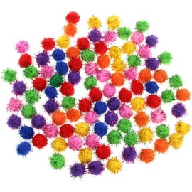 100Pcs Colorful Mini Sparkly Glitter Tinsel Balls Small Pom Ball for Cat Ornaments,Pet Supplies
