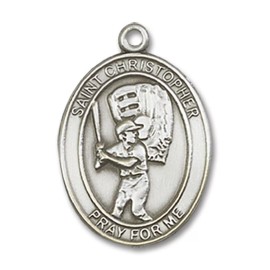Bliss Sterling Silver Saint Christopher Baseball Medal Pendant Necklace 18" Chain