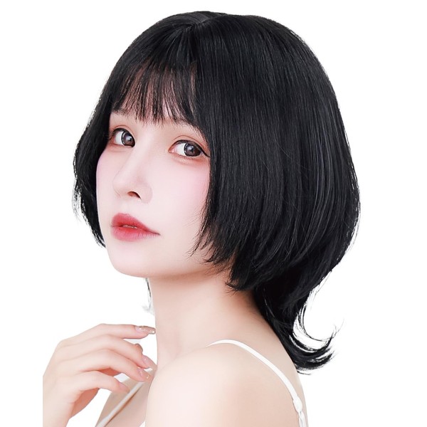 TefuRe Tefu-009-PBk J-hair Member New Style Hairdresser Cut Mash Wolf Wig, Short, Bob, Wolf, Wave, Wig, Made of High Quality Fiber, Natural, Small Face Effect, Peace of Mind, PL Insurance, Wig,