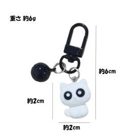 [アミリー] 白猫 お揃い キーホルダー 可愛い オシャレ プレゼント ストラップ キーリング バッグチャーム (白猫)