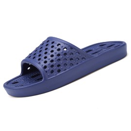 clootess Shower Shoes Slide for Men and Women Holes Bath Slipper Bathroom Sandal Pool Gym College Dorm Non-Slip Navy 44.45