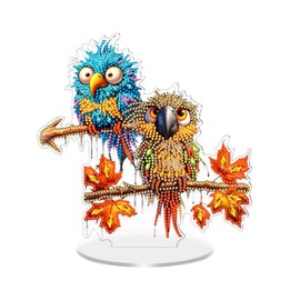DIY Diamond Painting Table Decoration, Diamond Painting Standing Art Set, Diamond Painting Stand Decoration Autumn Diamond Painting Ornament for Children Adults, Table Decoration Crafts for Autumn (D)