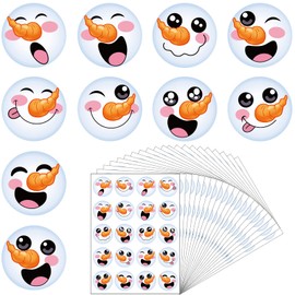 1000 Pieces Happy Snowman Stickers Christmas Stickers Snowman Roll Circle Face Stickers Winter Holiday Label Stickers Cute Seals Cards Fun Presents for Kids Xmas Party Decoration Supplies
