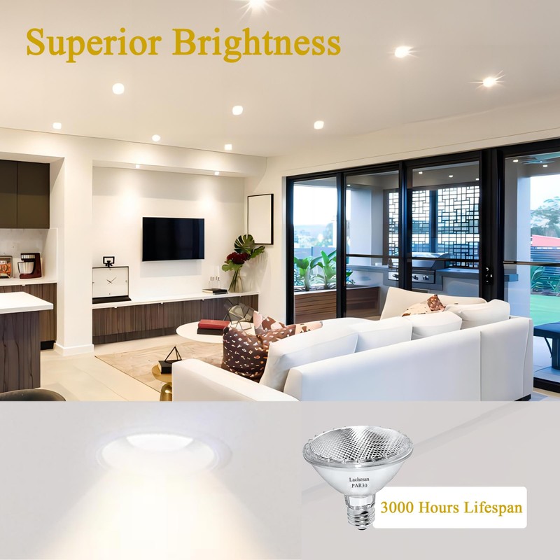 Lachesan Par30 Short Neck Halogen Flood Light Bulbs, 50W120V 2700K