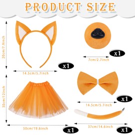 KMLGY 5 PCS Cute Dog Costume Set - Dog Ears Headband Nose Bowtie Tails and Tutu, Lovely Blue and Orange Dog Hairband Plush Dog Ears Headbands Tails for Kids Birthday Party Party Dress Up (Orange)