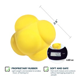GSE Games & Sports Expert Sports Reaction Balls, Reactivity Ball for Field Training, Agility Trainer for Baseball, Rubber Bounce Balls for Hand-Eye Coordination & Speed Reflex Training (3 Pack,Yellow)