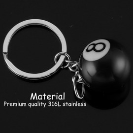 AHAETH Billiards Gifts For Men Key Chain Women Him Players Fun Pool Table Birthday Accessories Magic 8 Ball Keychain