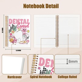 WUCHJ Dentist Gifts Notebook, Dental Hygienist Assistant Gifts Journal, Preppy Pink Dental Squad Spiral Notebook Journal for Note Taking, Dentist Office Supplies, 5.5x8.3 Inch
