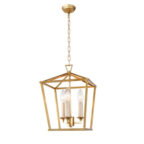 AA Warehousing 3-Light Lantern Chandelier in Gold Finish, Model Number: LZ01-3GF