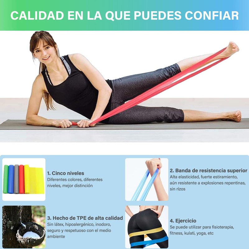 EASYTAO Bandas de Resistencia Multifuncionales – Pack de 5 Ligas