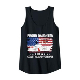 Womens Proud Daughter Of A US Coast Guard Veteran Flag USA American Tank Top
