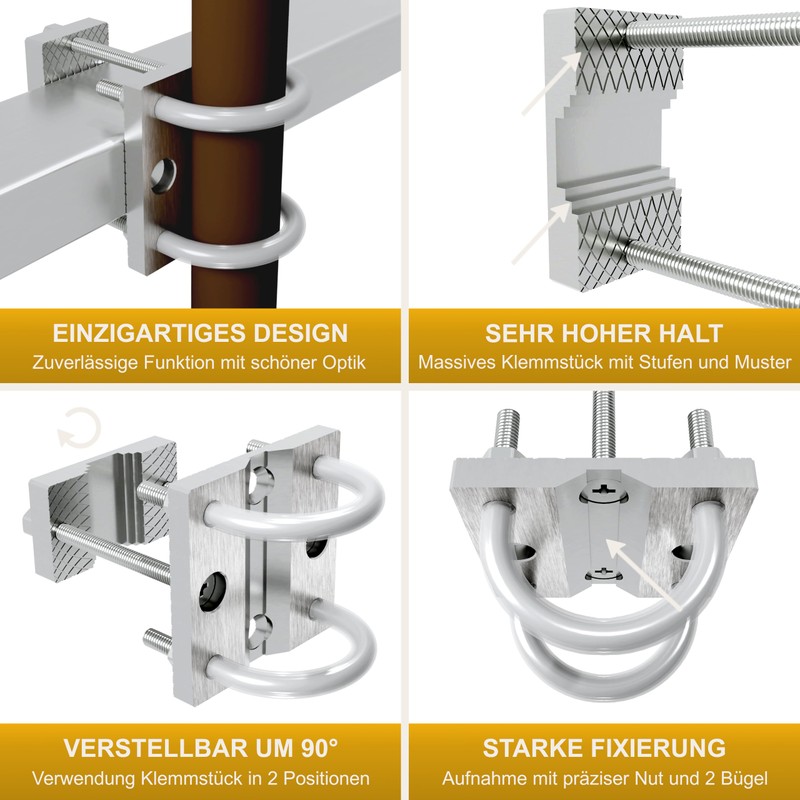 Parasol Holder Made of Stainless Steel for Balcony Railing Round