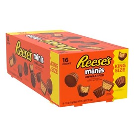 REESE'S Chocolate Peanut Butter Candy, Minis, King Size (Pack of 16)