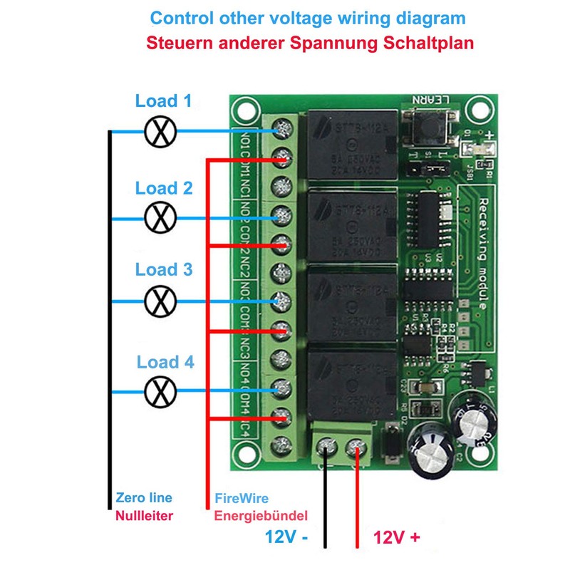 4-Channel Wireless 12V 24V Remote Control Switch Access Control Remote