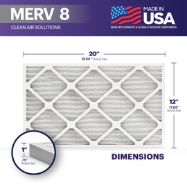 BNX TruFilter 18x24x1 Air Filter MERV 8 (6-Pack) - MADE IN USA – Dust & Pet Defense Electrostatic Pleated Air Conditioner HVAC AC Furnace Filters for Dust, Pet, Mold, Pollen MPR 600 – 700 & FPR 5