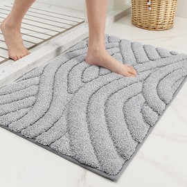 Color&Geometry Light Grey Bathroom Rugs Absorbent Bath Mat for Shower, 16 x 24 Non Slip Bath Rugs for Bathroom, Soft Washable Easy to Clean Bathmats Small Microfiber Bathroom Floor Mat