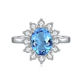 Fashion Design 925 Silver Zirconia Wedding Engagement Ring Ladies Fashion Trend Ring Jewellery (12.5 blue)