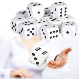 12 White 16mm Standard Plastic Eye Cubes - Perfect for Any Game in Double Blister Pack