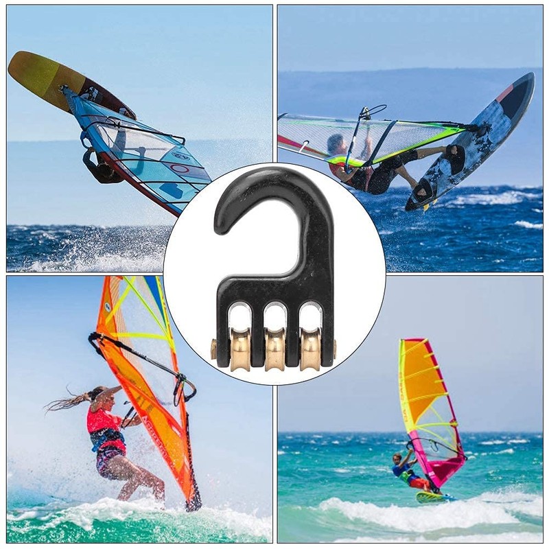 Windsurfing Pulley Hook, 3 Wheel Windsurfing Rigging Pulley Hook, Aluminium